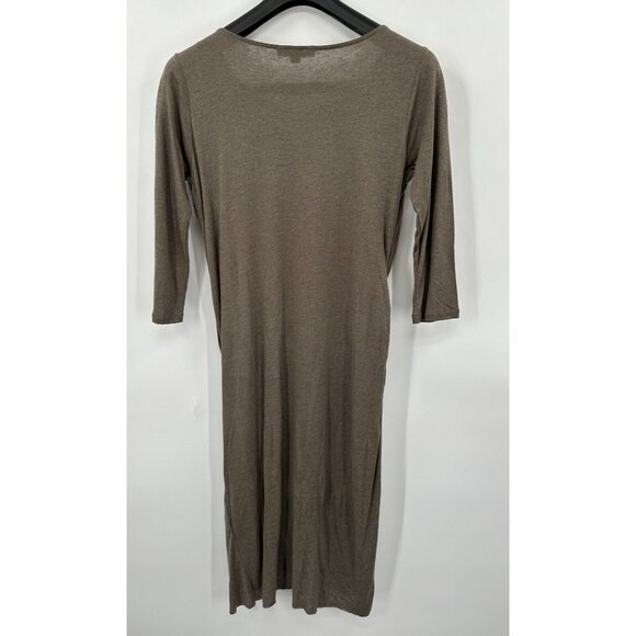 AllSaints Dress 8 Wool Blend Green Khaki Wrap Ruched Drape Minimal Capsule - Picture 5 of 9